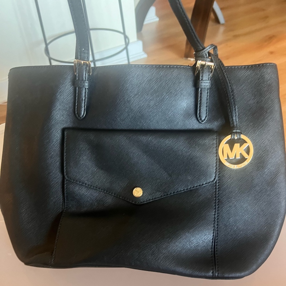Michael Kors Black Tote with Gold Accents